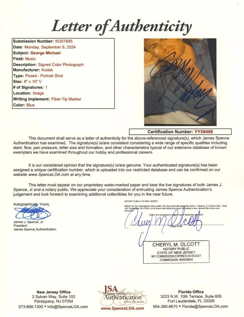 George Michael — George Michael Wham! Signed Autograph 8x10 Photo - Faith Older w/ JSA COA, изображение 2