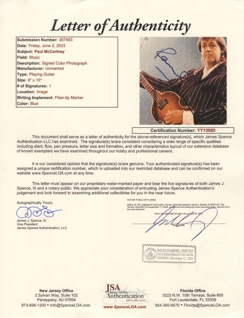 Paul McCartney — Paul McCartney The Beatles Signed Autograph 8x10 Photo - Abbey Road w/ JSA COA, изображение 3