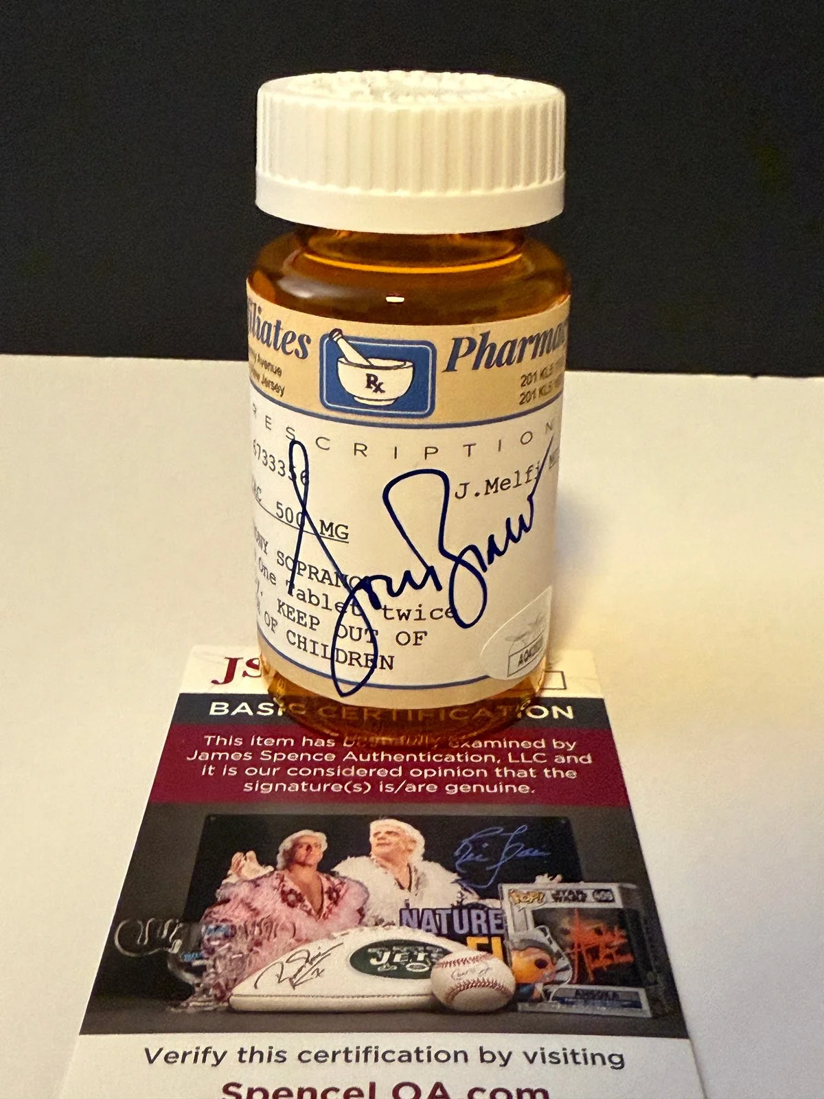 Lorraine Bracco — Lorraine Bracco Signed Pill Bottle Prozac Sopranos JSA COA from Private Signing, image 2