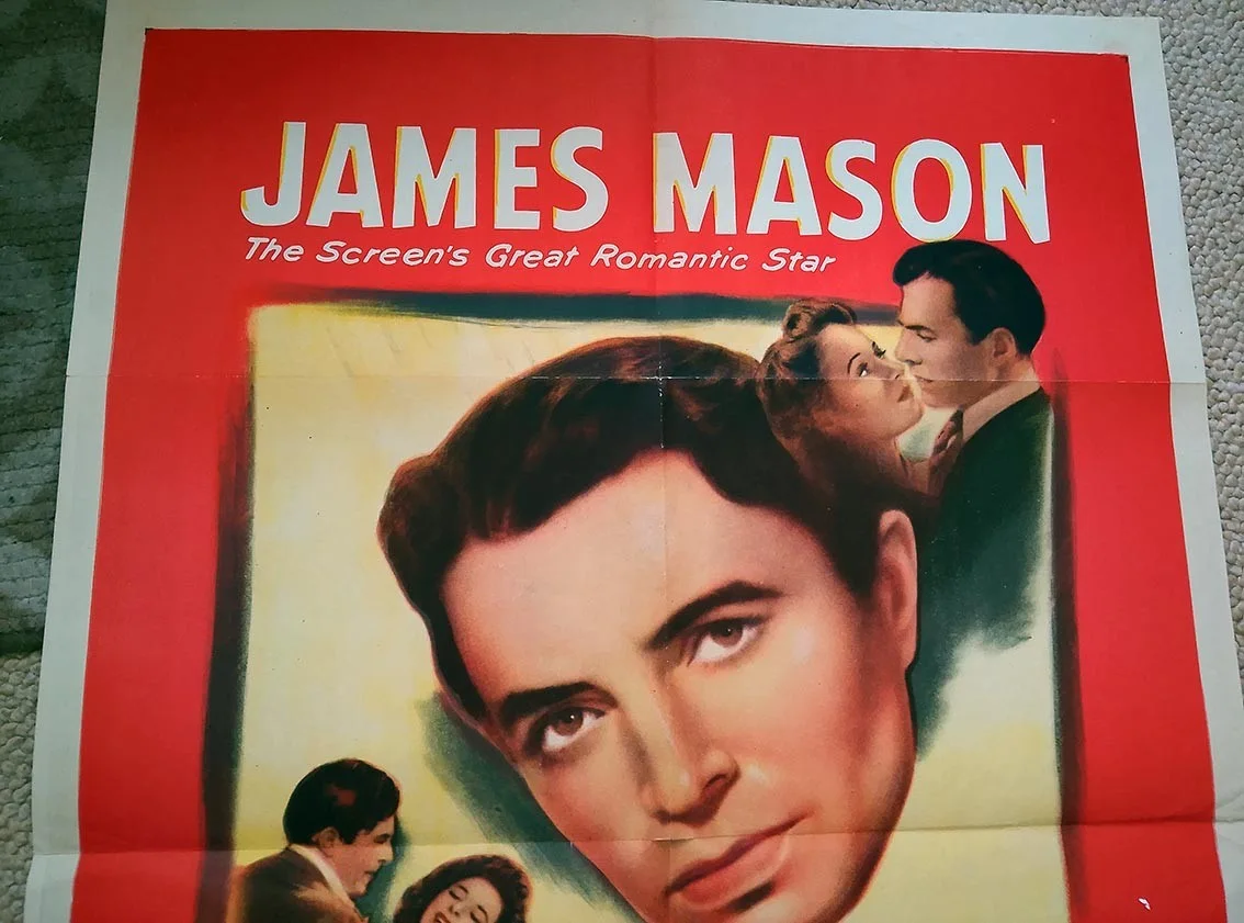 Original 1947 U.S. One-Sheet Movie Poster – Upturned Glass James Mason 27" x 41", изображение 2