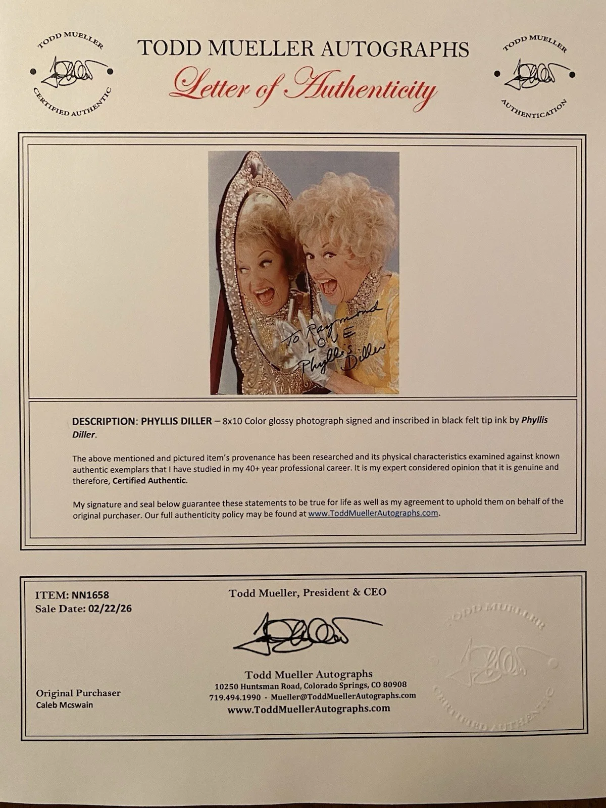 Phyllis Diller — Phyllis Diller Signed Autographed Photo With COA The Phyllis Diller Show, изображение 4