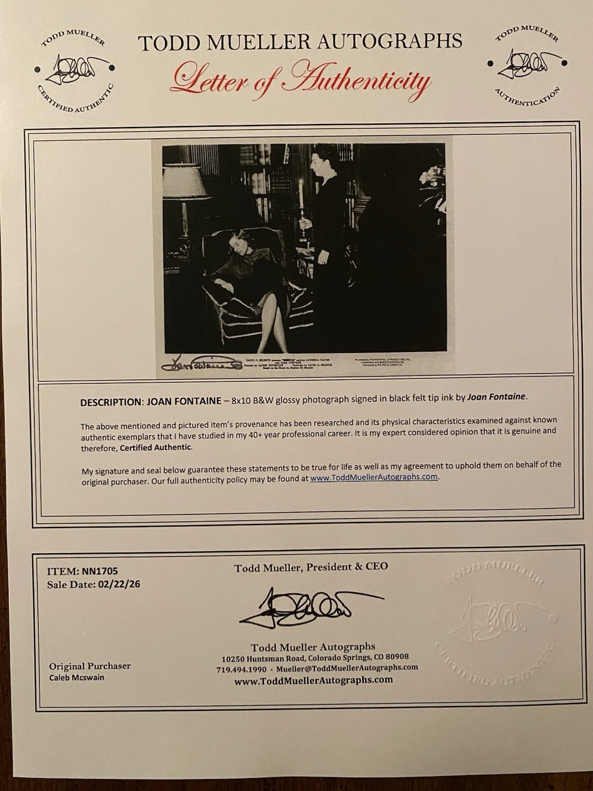 Joan Fontaine — Joan Fontaine Signed Autographed 10x8 Photo With COA Alfred Hitchcock’s Rebecca, изображение 4