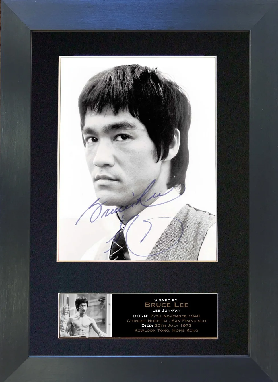 768 Bruce Lee Signed A4 Print Framed Display Autograph Reproduction Martial Art, изображение 2