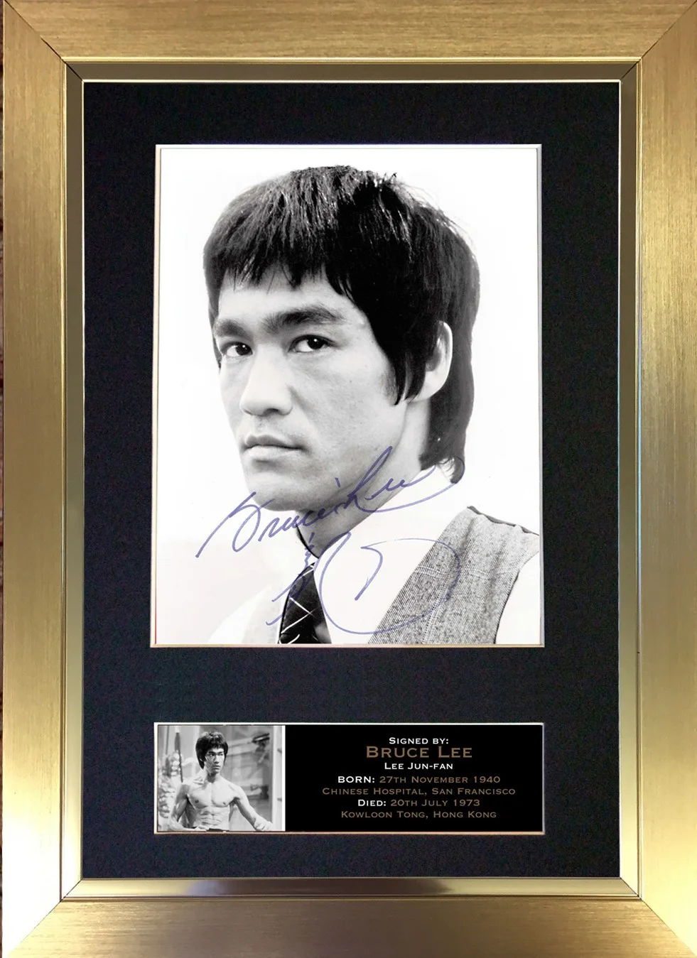 768 Bruce Lee Signed A4 Print Framed Display Autograph Reproduction Martial Art, изображение 3