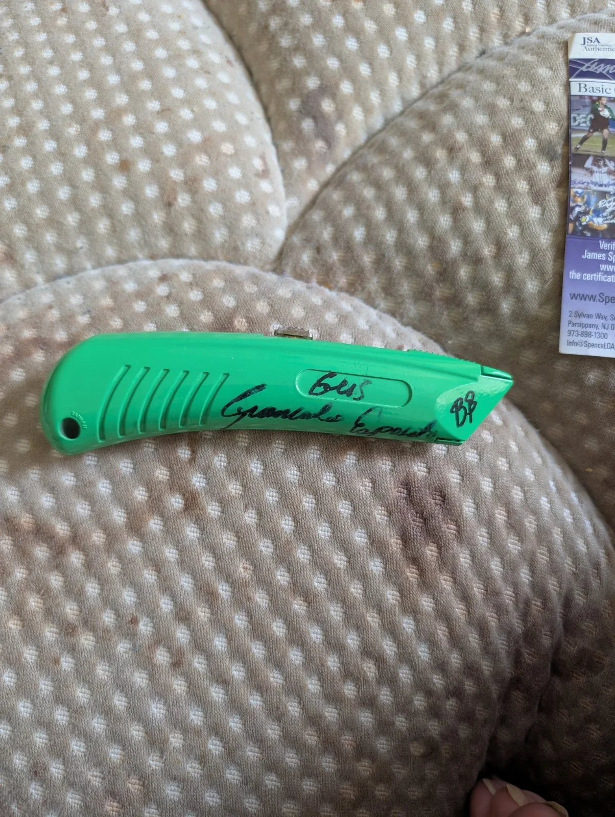 Giancarlo Esposito — GIANCARLO ESPOSITO SIGNED GREEN BOX CUTTER GUS FRING BREAKING BAD JSA COA
