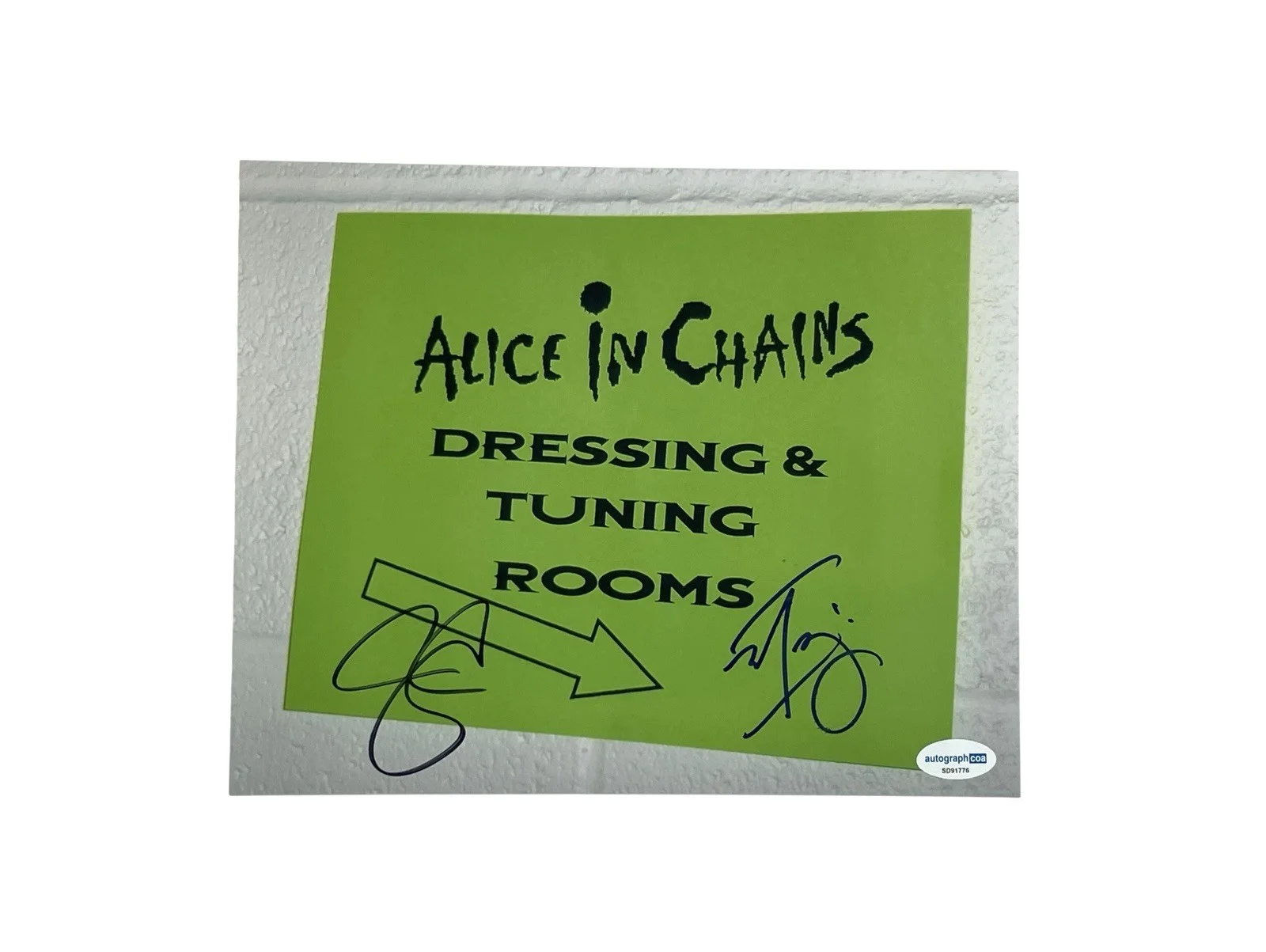 Alice In Chains Rare Jerry Cantrell Mike Inez Autographed Dressing Room Sign COA, image 2