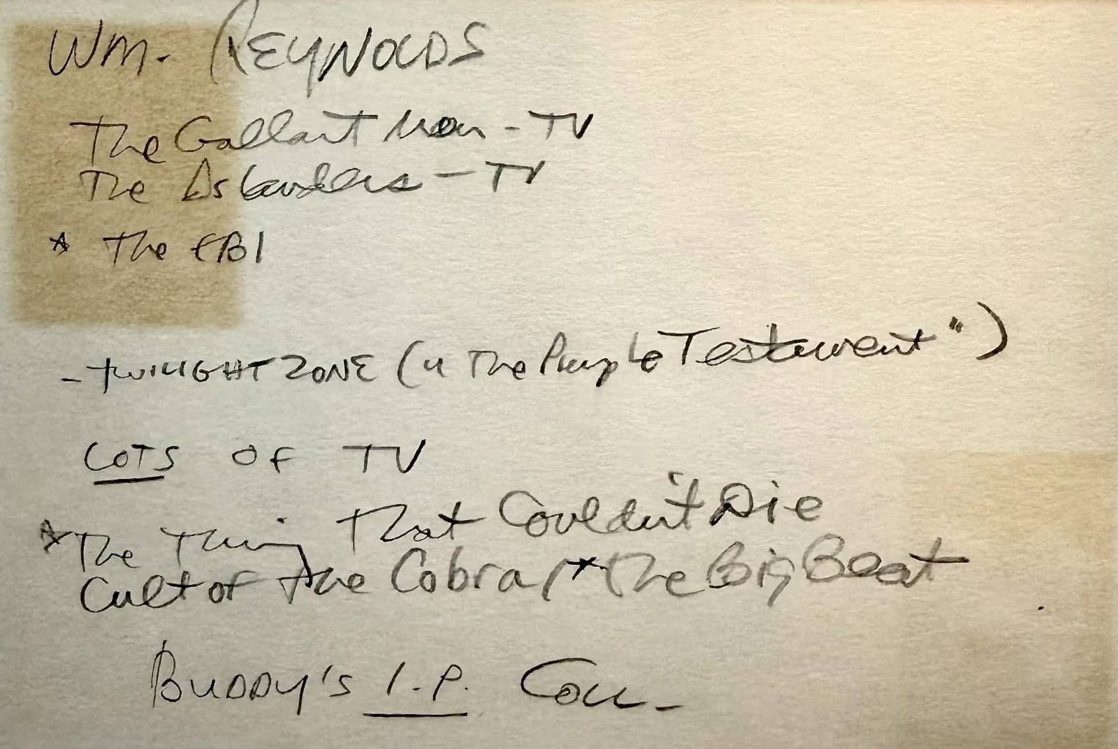 William Reynolds — WILLIAM REYNOLDS Autographed Signed 4x6 INDEX CARD The Thing That Couldn't Die, изображение 4