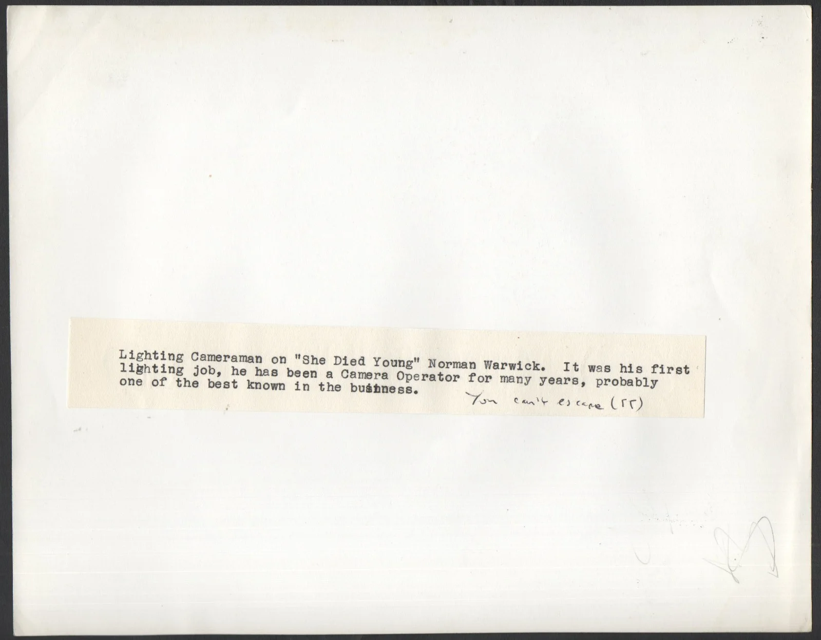 YOU CAN’T ESCAPE 1957 Norman Warwick camera 10x8 STILL, image 2