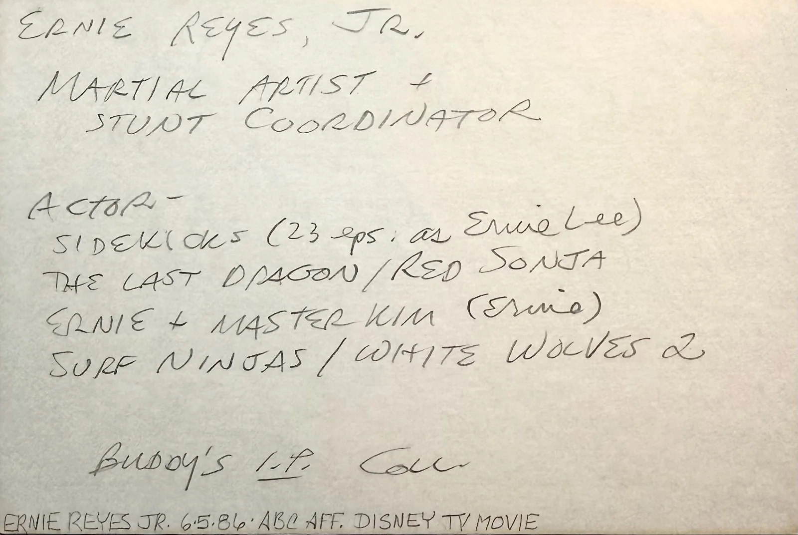 Ernie Reyes Jr — ERNIE REYES JR. Signed Autographed 4x6 INDEX CARD Teenage Mutant Ninja Turtles, изображение 2