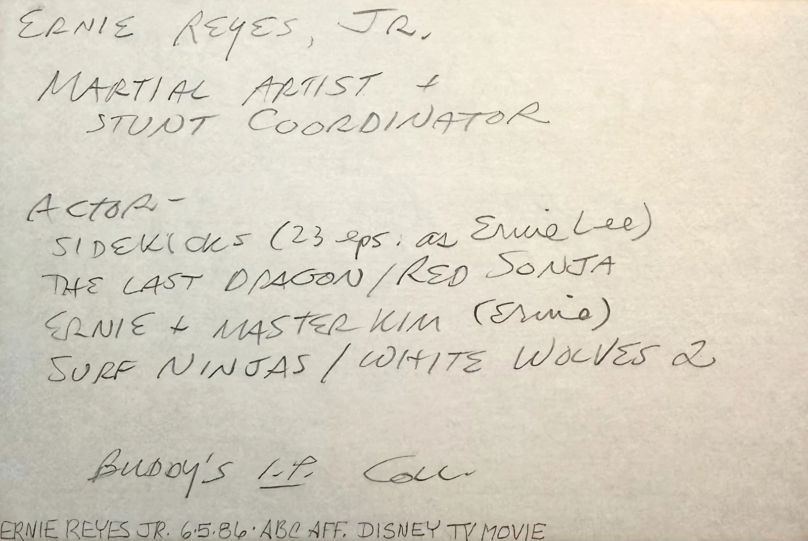 Ernie Reyes Jr — ERNIE REYES JR. Signed Autographed 4x6 INDEX CARD Teenage Mutant Ninja Turtles, изображение 4