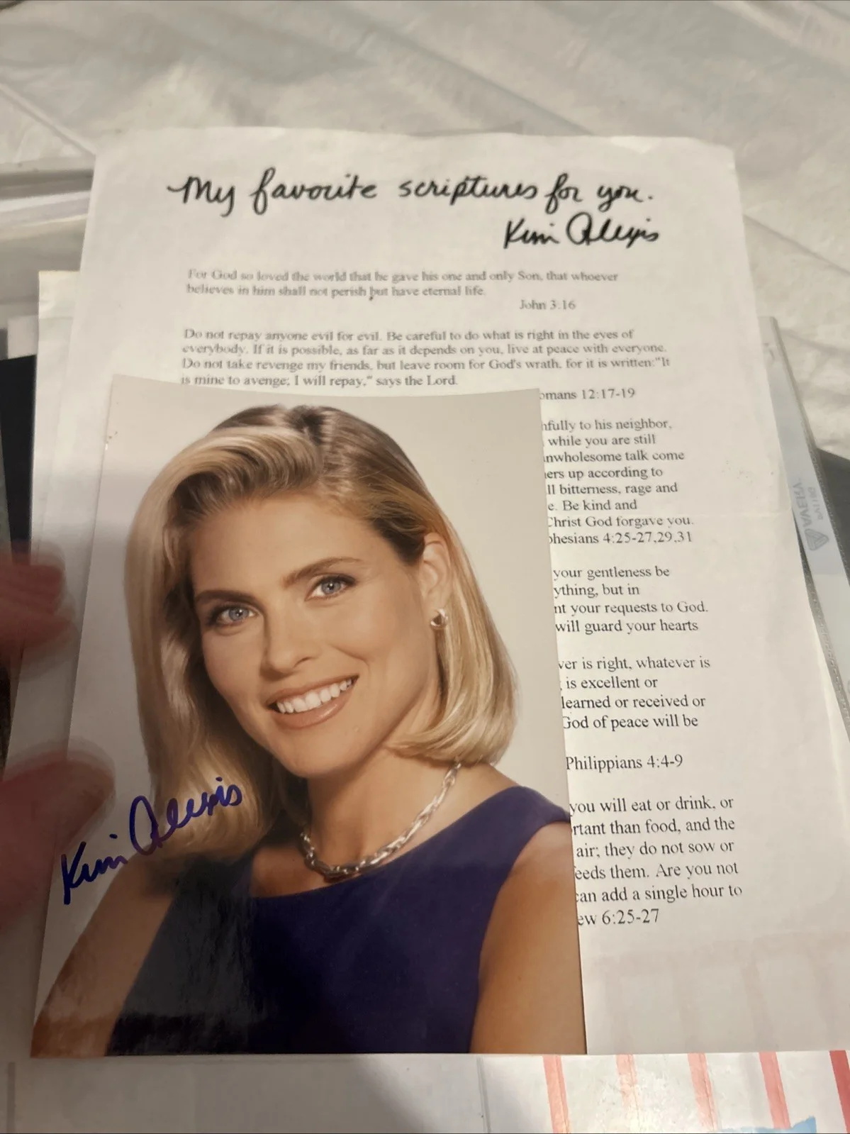Kim Alexis — Kim Alexis Autographed Photo /scripture Signed, image 2