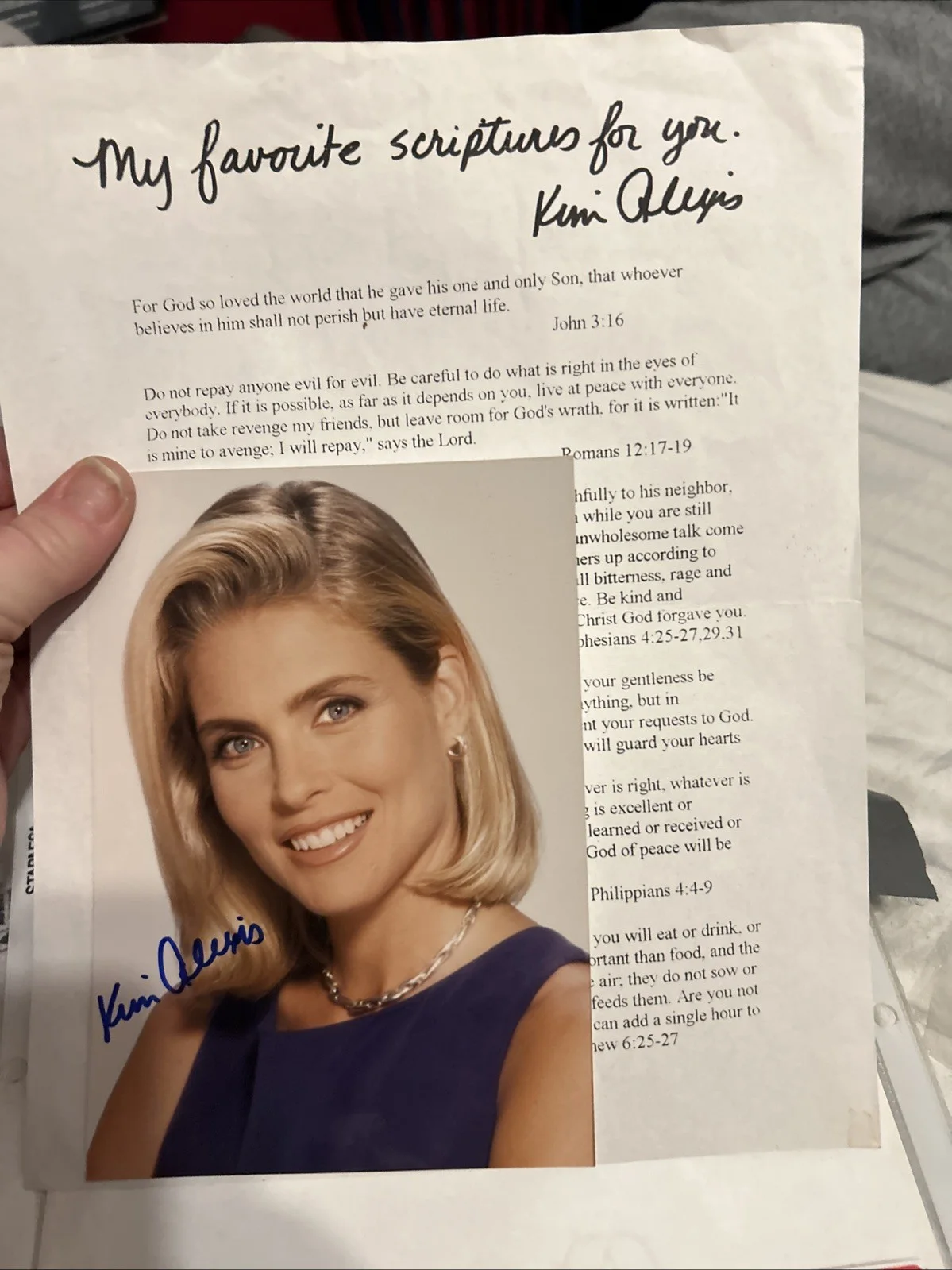 Kim Alexis — Kim Alexis Autographed Photo /scripture Signed, image 3