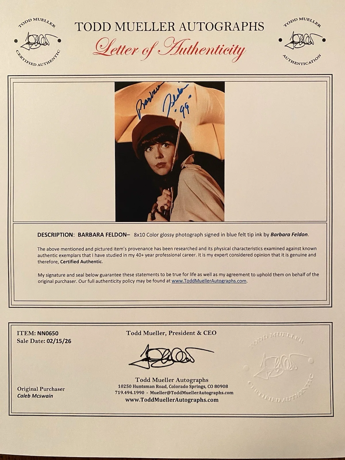 Barbara Feldon — Barbara Feldon Signed Autographed Photo With COA Agent 99 Get Smart, image 4
