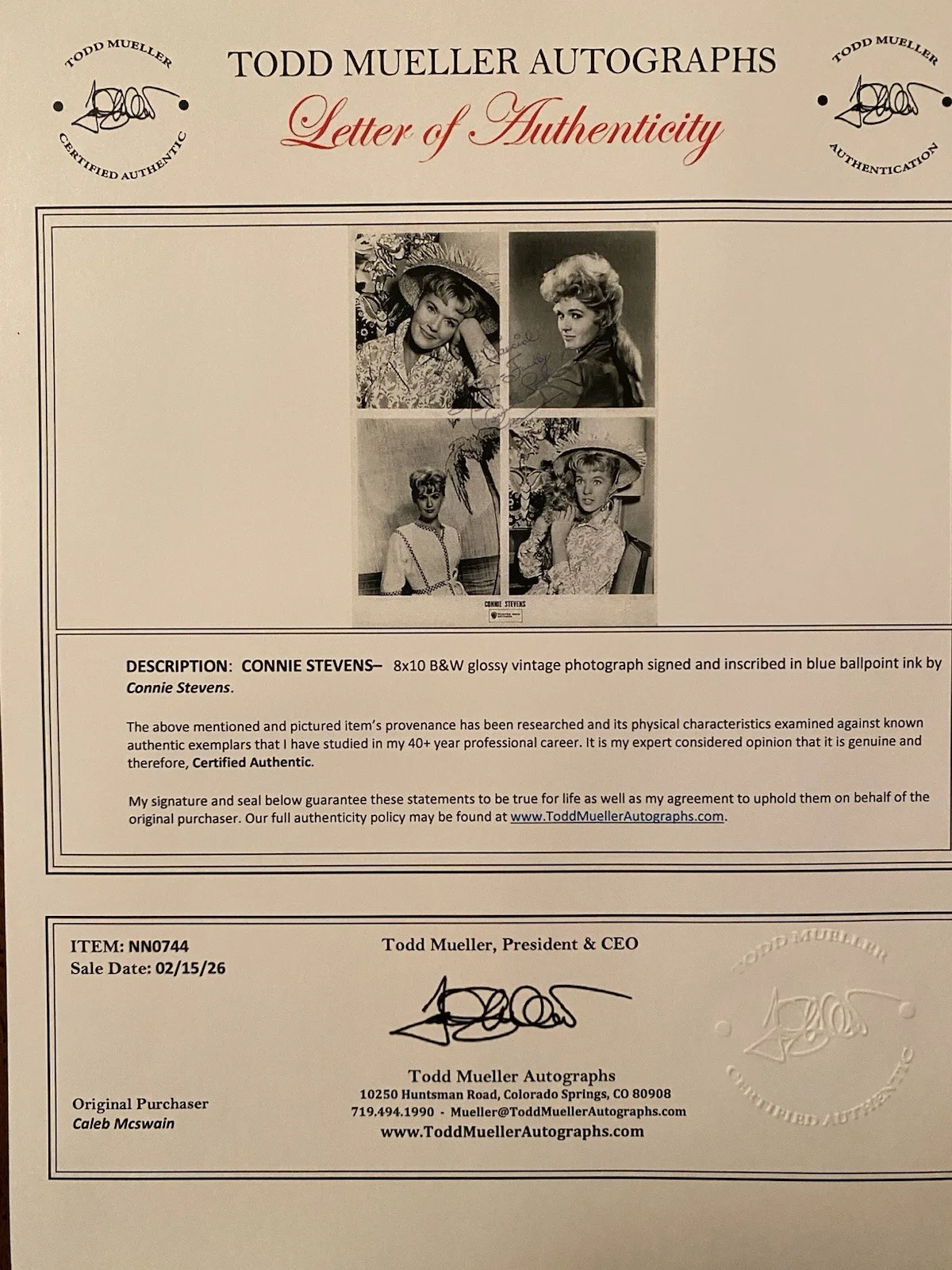 Connie Stevens — Connie Stevens Signed Autographed Photo With COA Hawaiian Eye 77 Sunset Strip, image 5