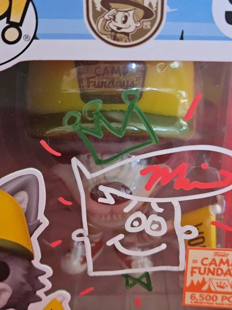 MIKE BECKER — MIKE BECKER SIGNED AUTOGRAPHED FUNKO POP CAMP FUNDAYS PROTOMOA WOLVES SKETCH COA, image 4