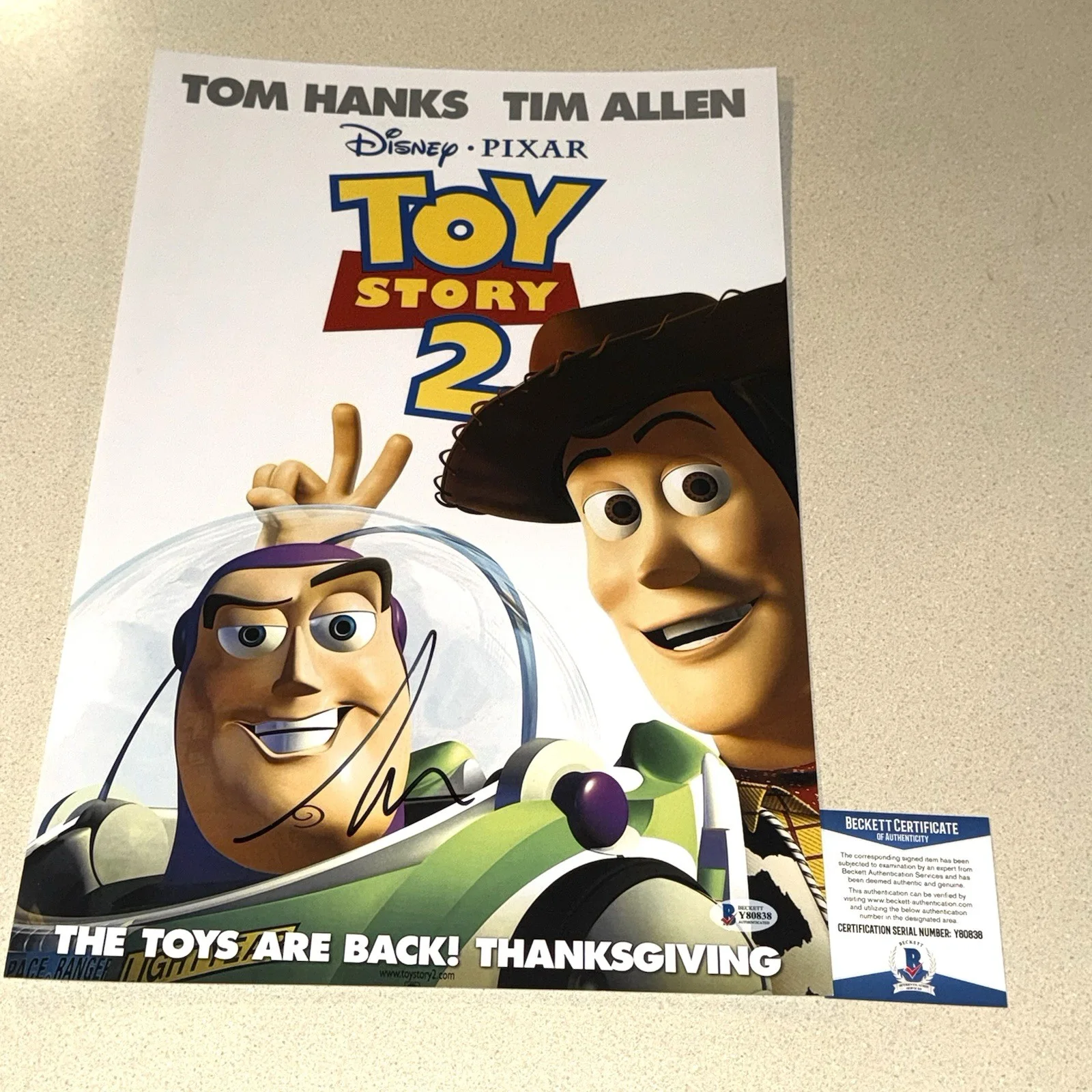 Tim Allen — TIM ALLEN signed autographed 12X18 BUZZ LIGHT YEAR TOY STORY 2 BECKETT BAS COA