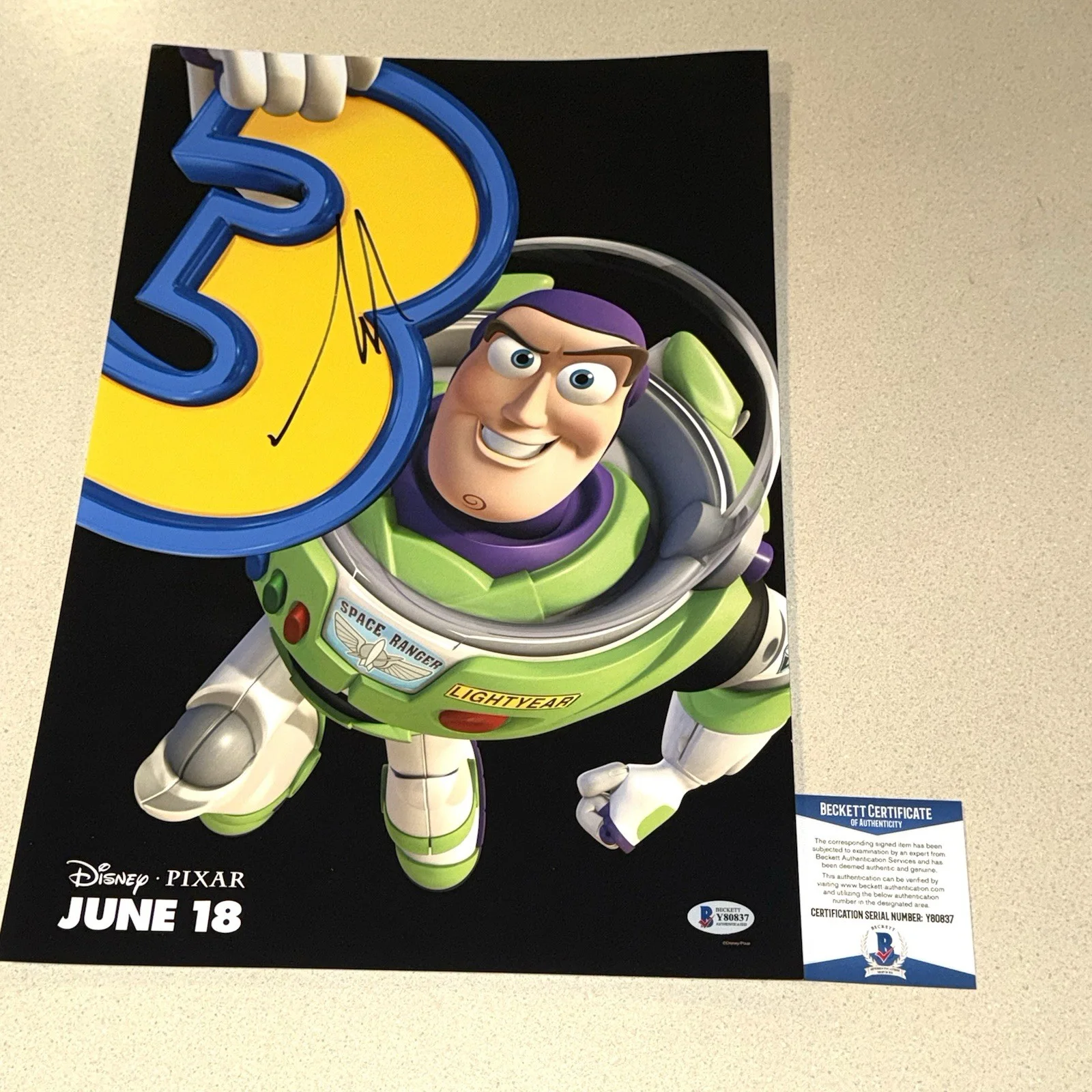 Tim Allen — TIM ALLEN signed autographed 12X18 BUZZ LIGHT YEAR TOY STORY 3 BECKETT BAS COA