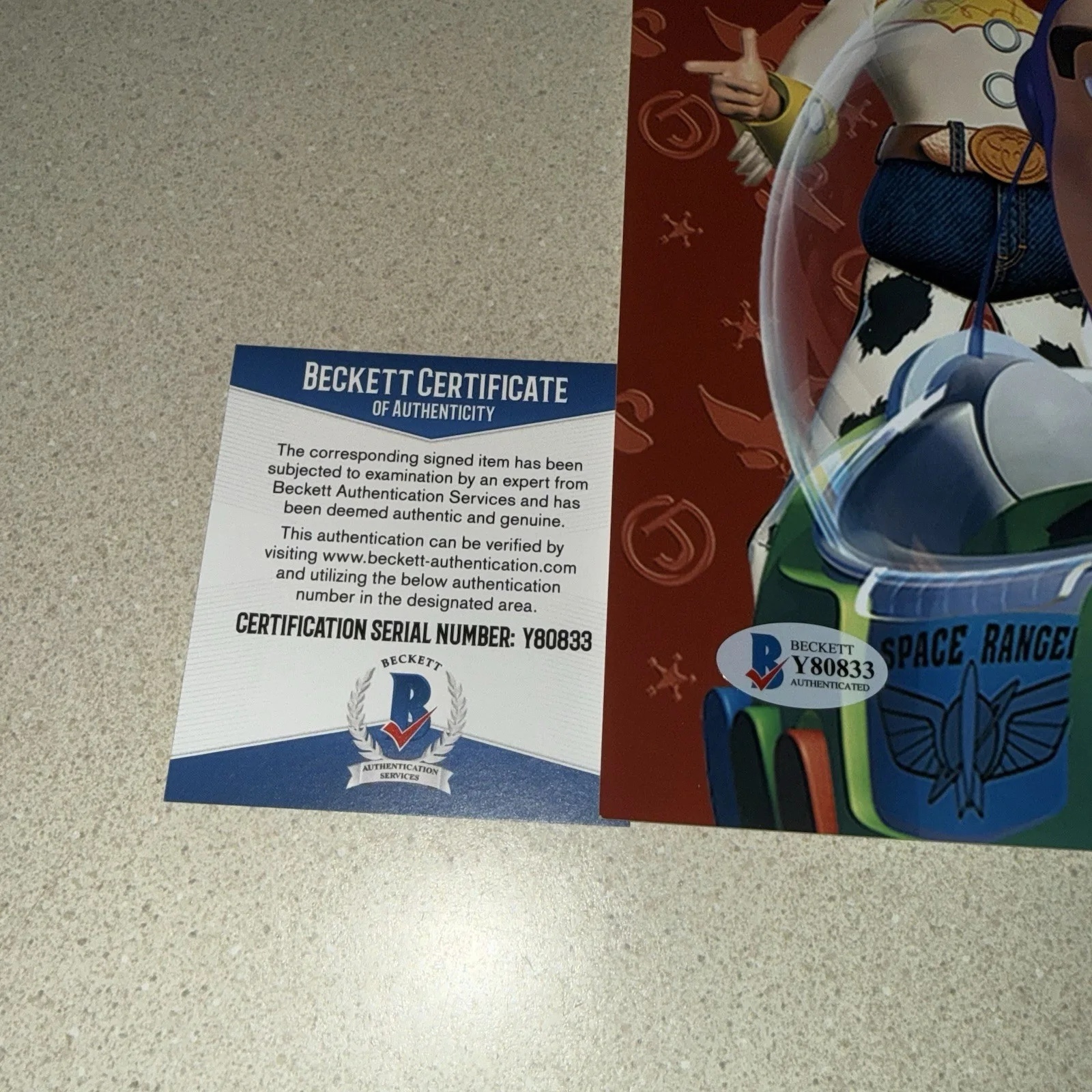 Tim Allen — TIM ALLEN signed autographed 12X18 BUZZ LIGHT YEAR TOY STORY 2 BECKETT BAS COA, изображение 3