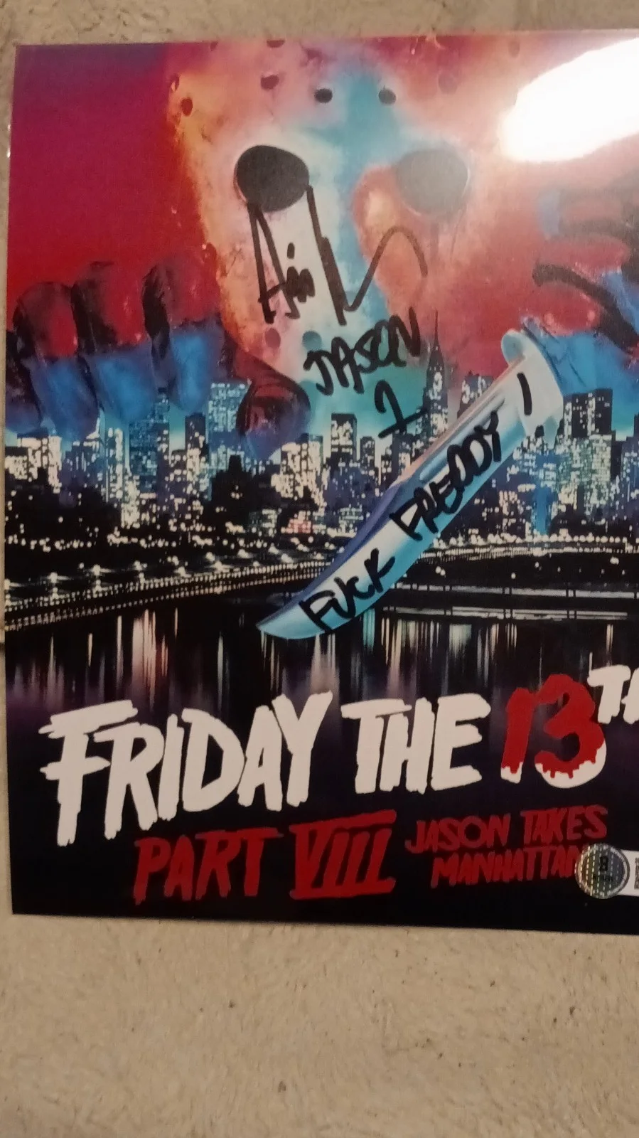 Jason — Friday the 13th Part VIII Jason Takes Manhattan Original Signed Jason Poster
