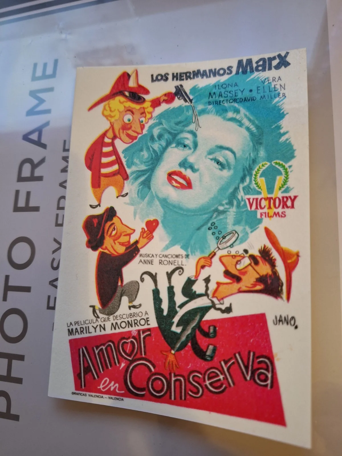 LOVE HAPPY 1949 Marx Brothers Marilyn Monroe Vintage Film Reproduction Postcard, изображение 3