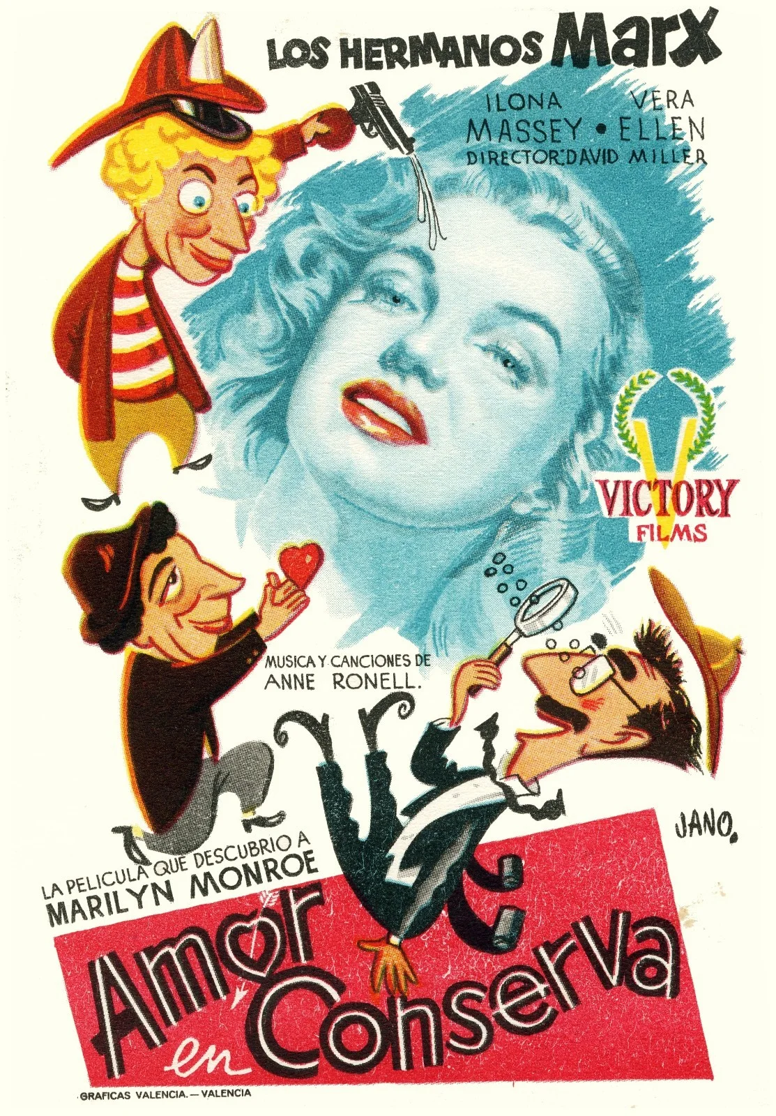 LOVE HAPPY 1949 Marx Brothers Marilyn Monroe Vintage Film Reproduction Postcard, изображение 5