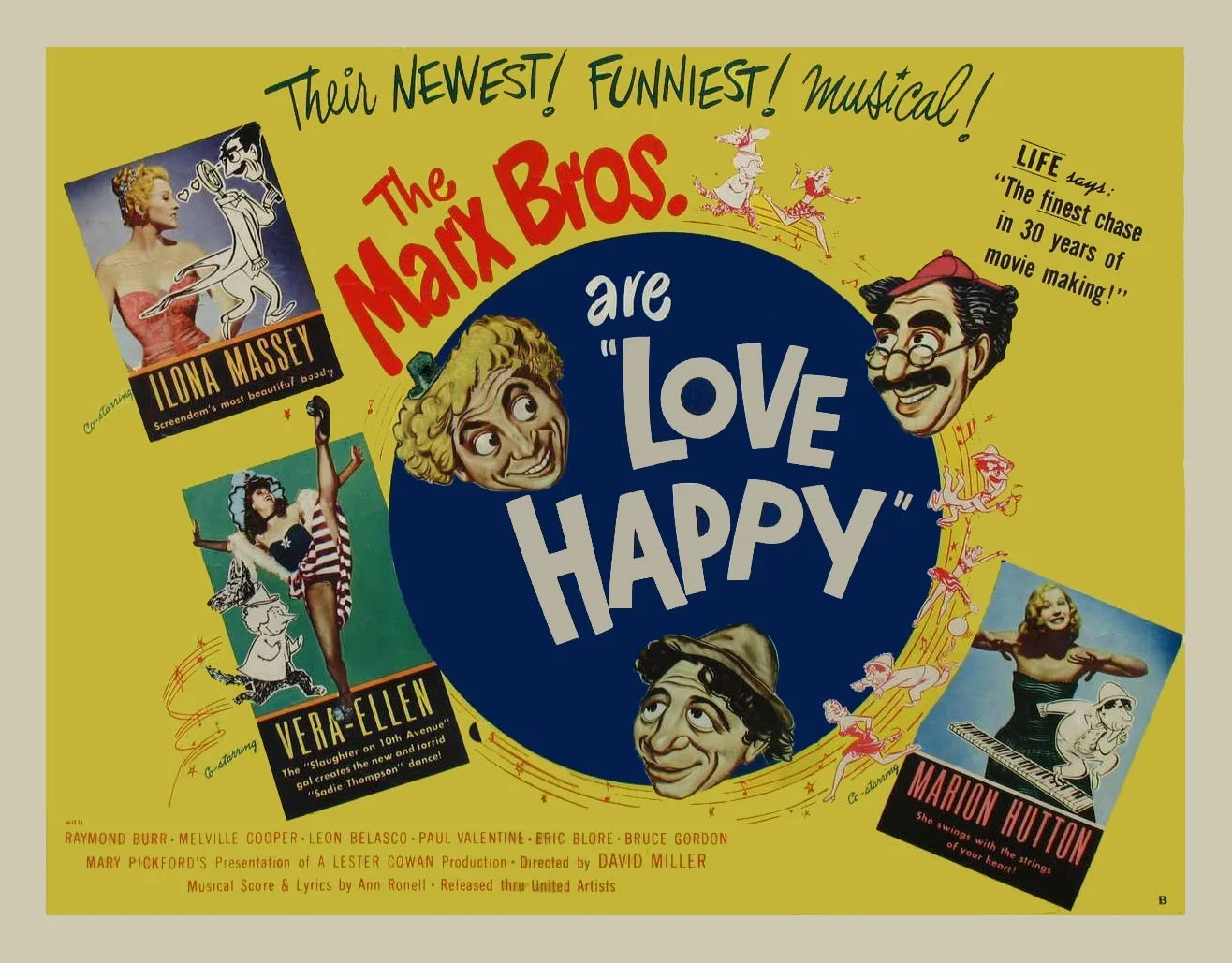 LOVE HAPPY 1949 Marx Brothers Marilyn Monroe Vintage Film Reproduction Postcard, изображение 3