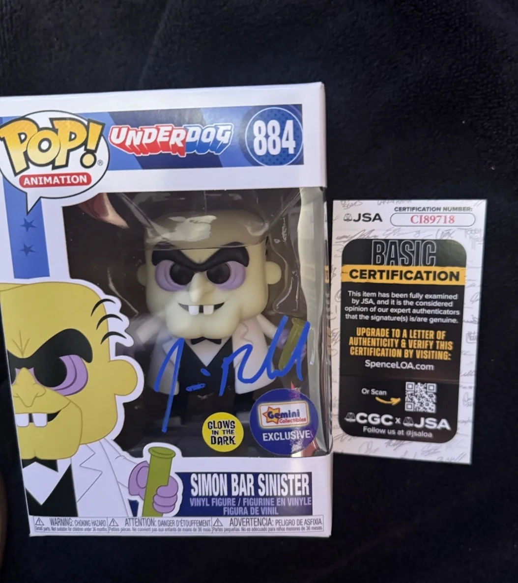 Jim Belushi — Jim Belushi SIGNED AUTOGRAPHED Simon Bar Sinister Underdog Funko Pop 884 JSA COA