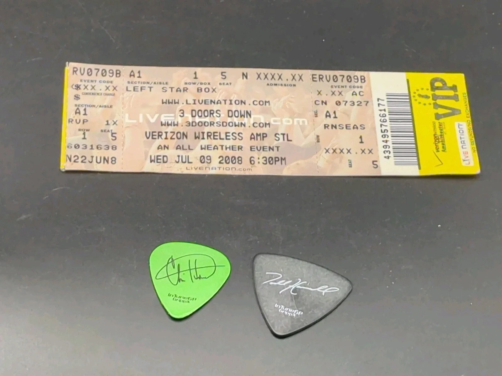 3 Doors Down Signed 8x10 Autographed Photo Brad Arnold Full Band Unused Ticket, изображение 4