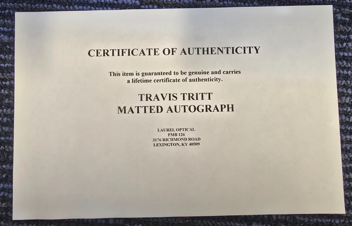Travis Tritt Autograph Signed Card Matted Photo Display w/ COA Country Music, image 2