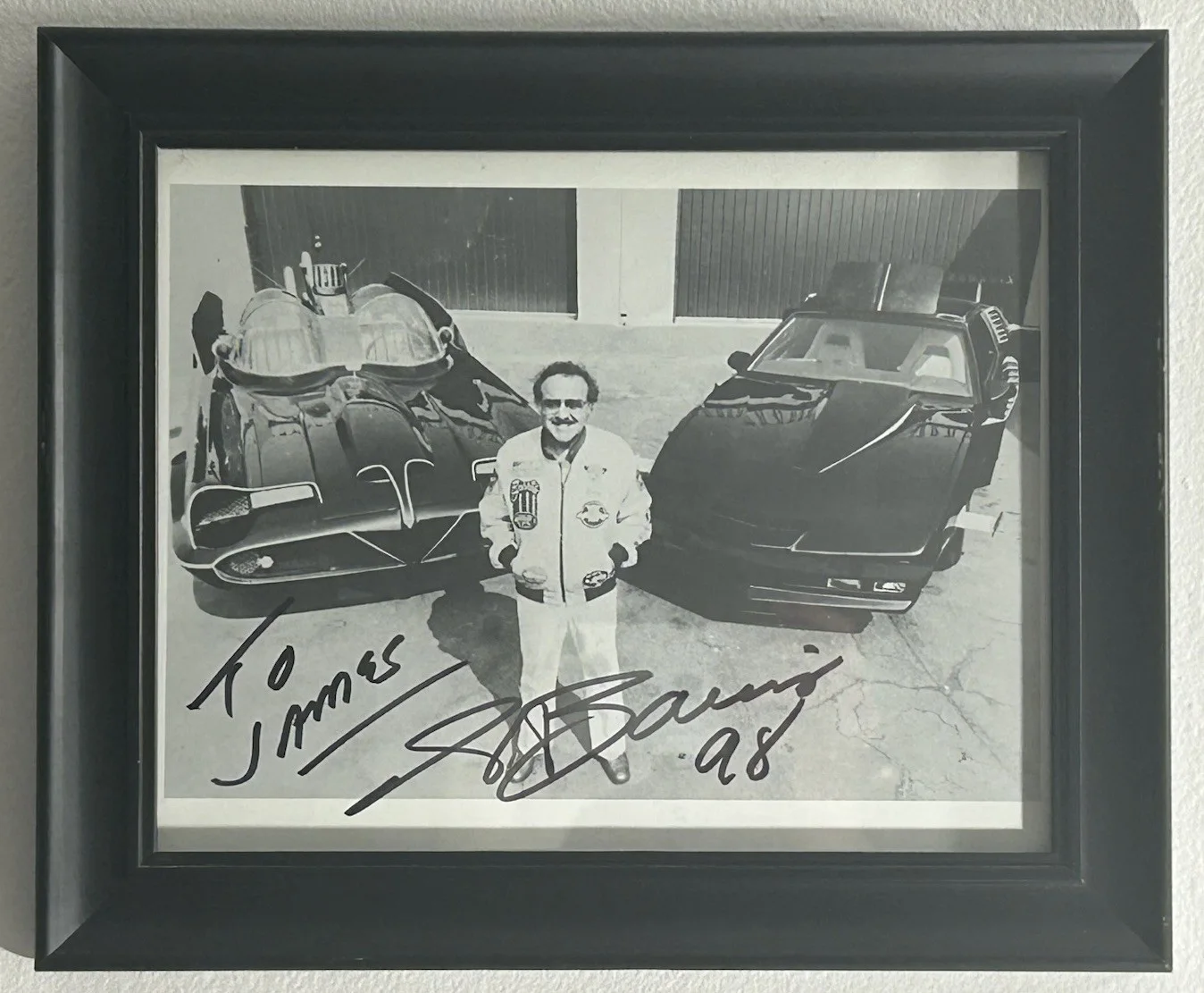 George Barris — George Barris w/Batmobiles & Knight Rider Cars Rare Signed Real Photo 1998 Frame