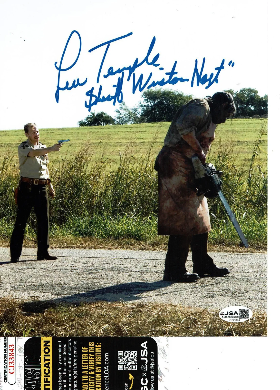 Lew temple — Walking Dead Lew Temple autographed 8x10 killing Zombie color photo JSA Cert