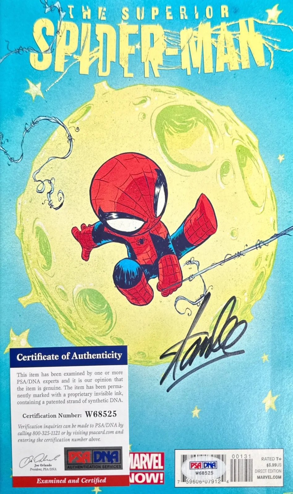 Stan Lee — Stan Lee Signed Marvel Superior Spider Man #1 Variant 2013 Scottie Young PSA, image 2