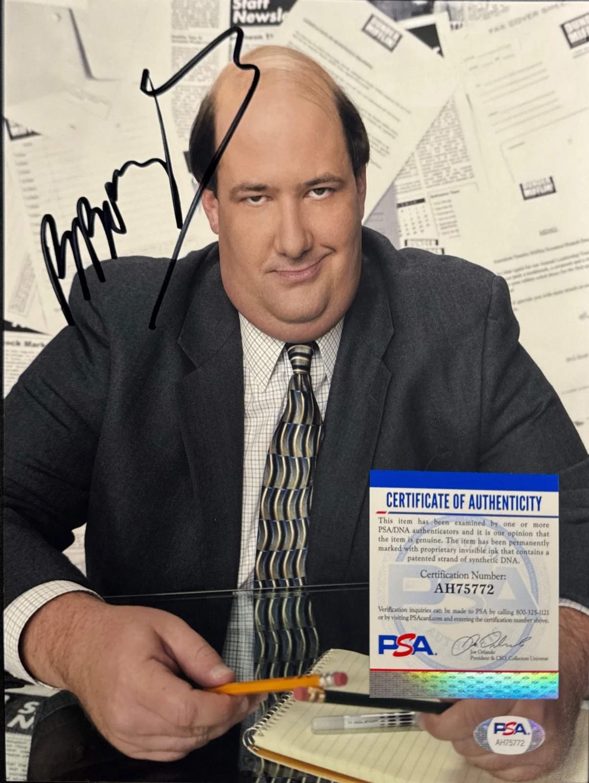 Brian Baumgartner — Foto assinada por Brian Baumgartner 8x10 The Office Kevin Malone PSA AH75722, изображение 2