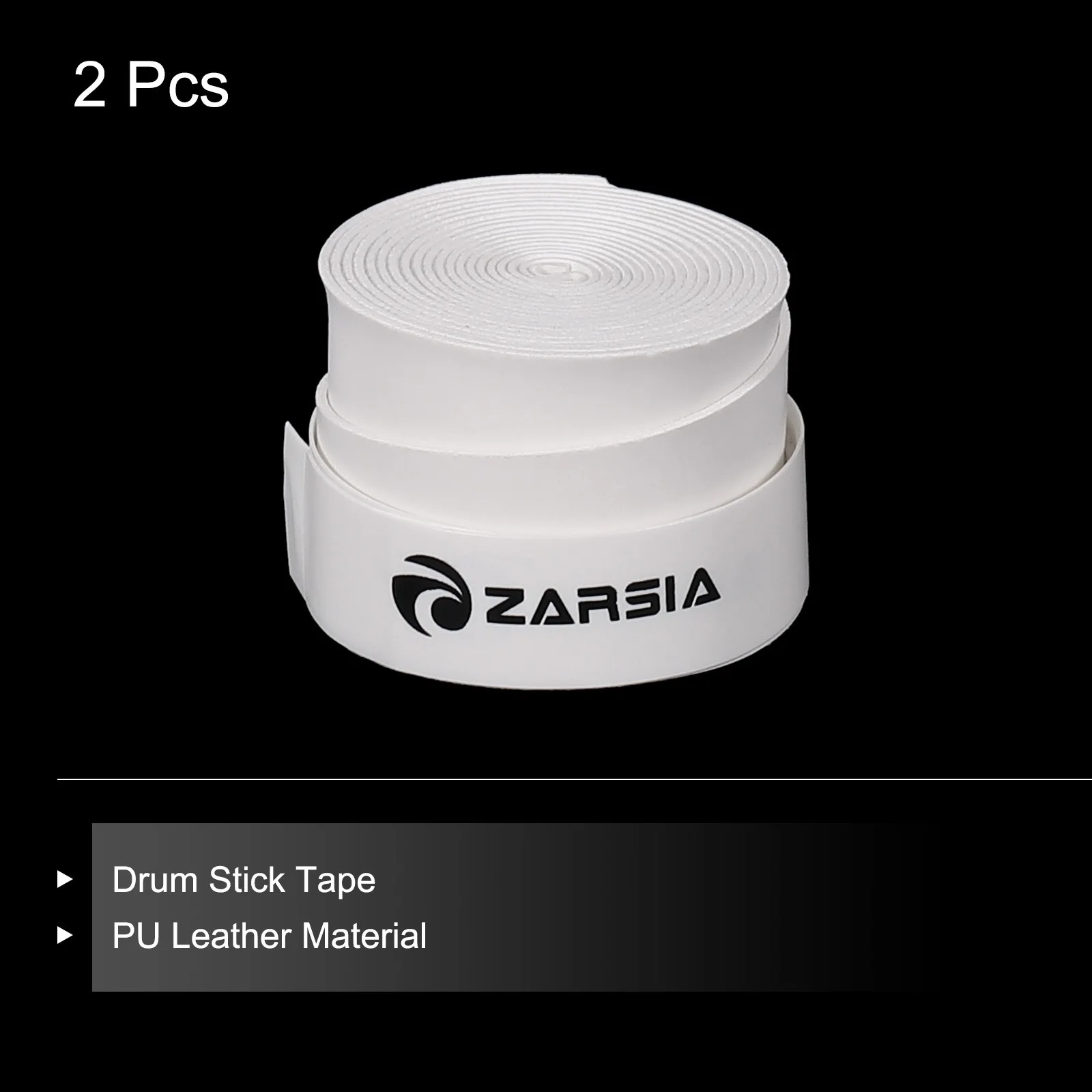 2pcs Drum Stick Tape Drumstick Grips Anti Slip 1" Width 43" White, image 3