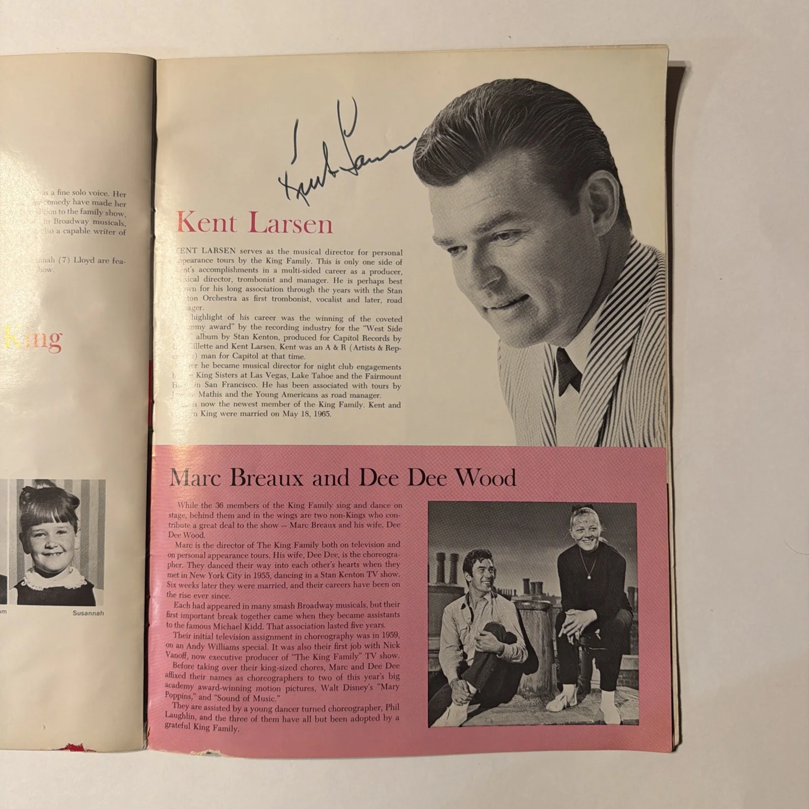 The King Family Program 1965 Signed by Xan, Donna, Marilyn, Yvonne, Alvino, Kent, изображение 5