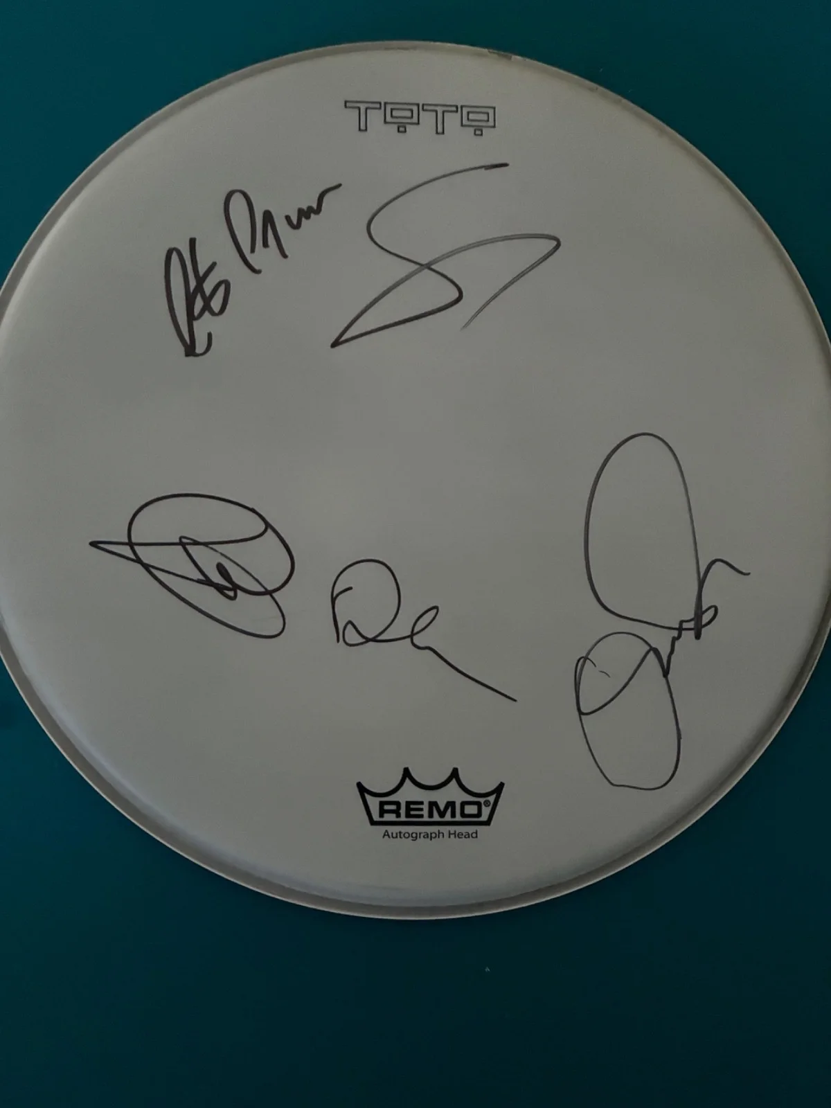 TOTO BAND Signed in person 14" Drumhead, изображение 3