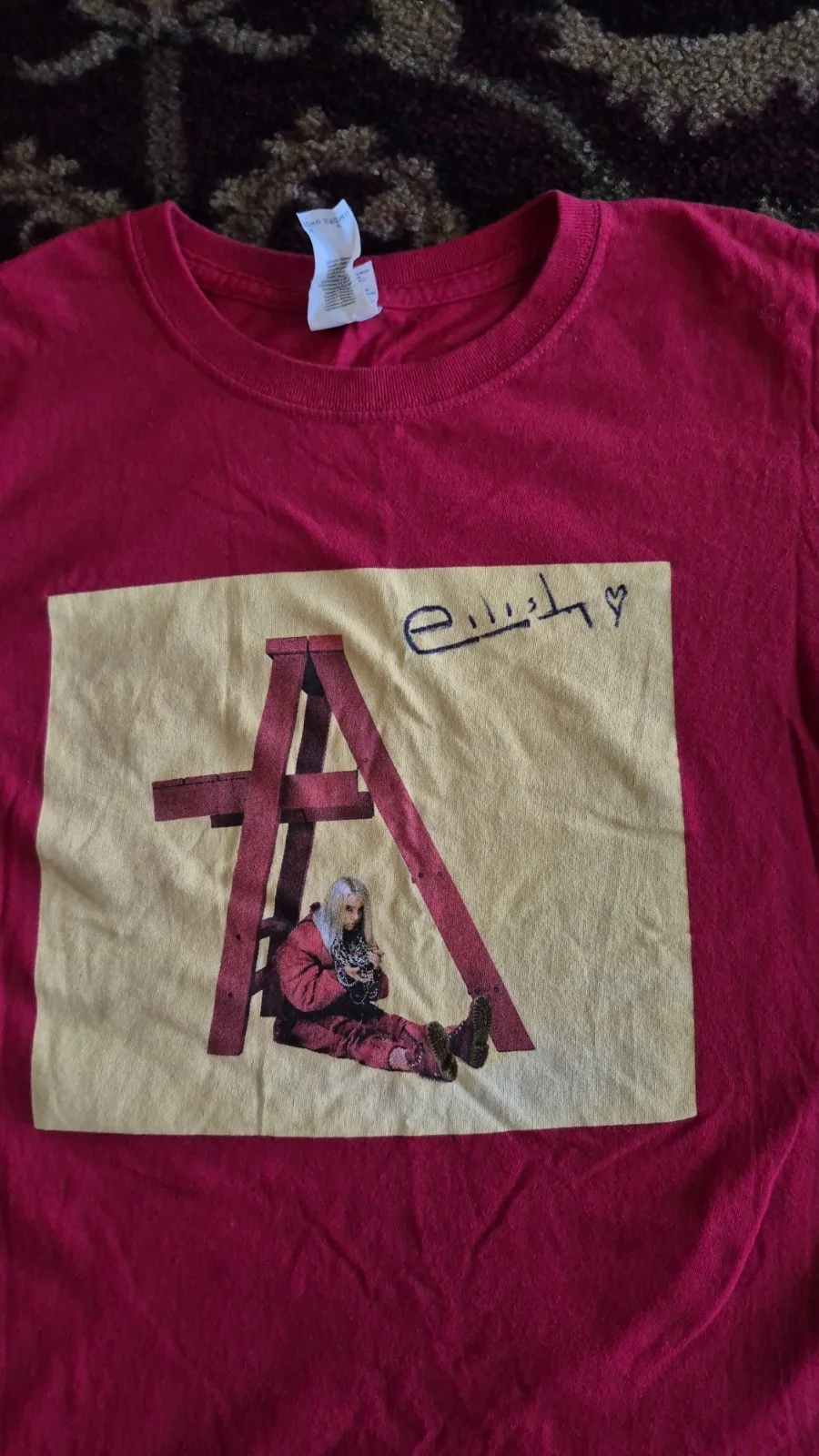 SIGNED Extremely Rare Billie Eilish 2017 Don't Smile At Me Tour Tee Autograph, изображение 2