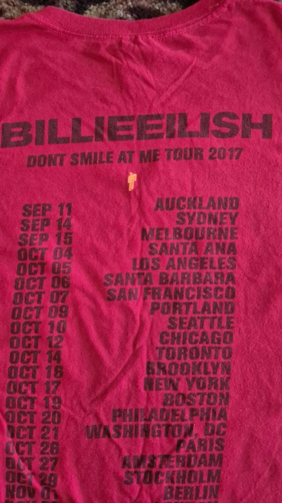SIGNED Extremely Rare Billie Eilish 2017 Don't Smile At Me Tour Tee Autograph, изображение 5