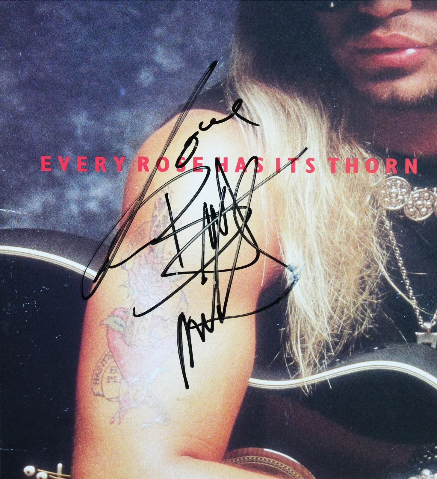 Bret Michaels, C.C. DeVille, Bobby Dall, Rikki Rocket — Poison (4) Michaels, DeVille, Dall & Rocket Signed Album w/ Vinyl JSA #CL51539, изображение 3