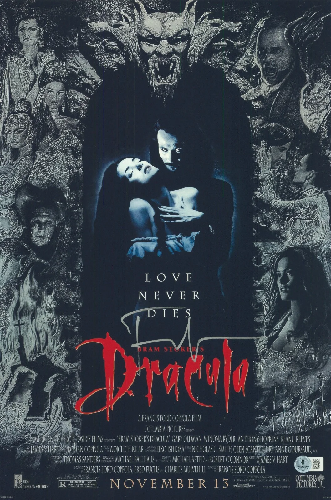 FRANCIS FORD COPPOLA — FRANCIS FORD COPPOLA SIGNED AUTOGRAPH BRAM STOKER'S DRACULA 12X18 PHOTO BECKETT