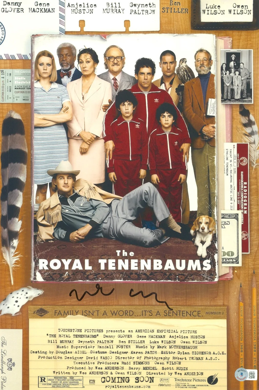 Wes Anderson — Wes Anderson Signed Autograph The Royal Tenenbaums 12X18 Photo Beckett BAS