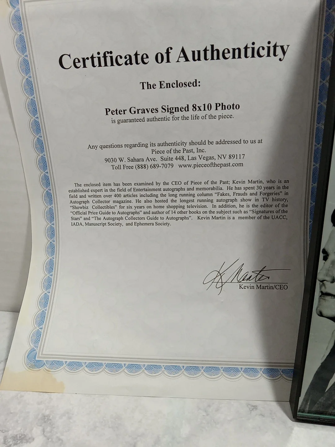 Peter Graves — Peter Graves photo with certificate of authenticity In a frame With signature., изображение 4