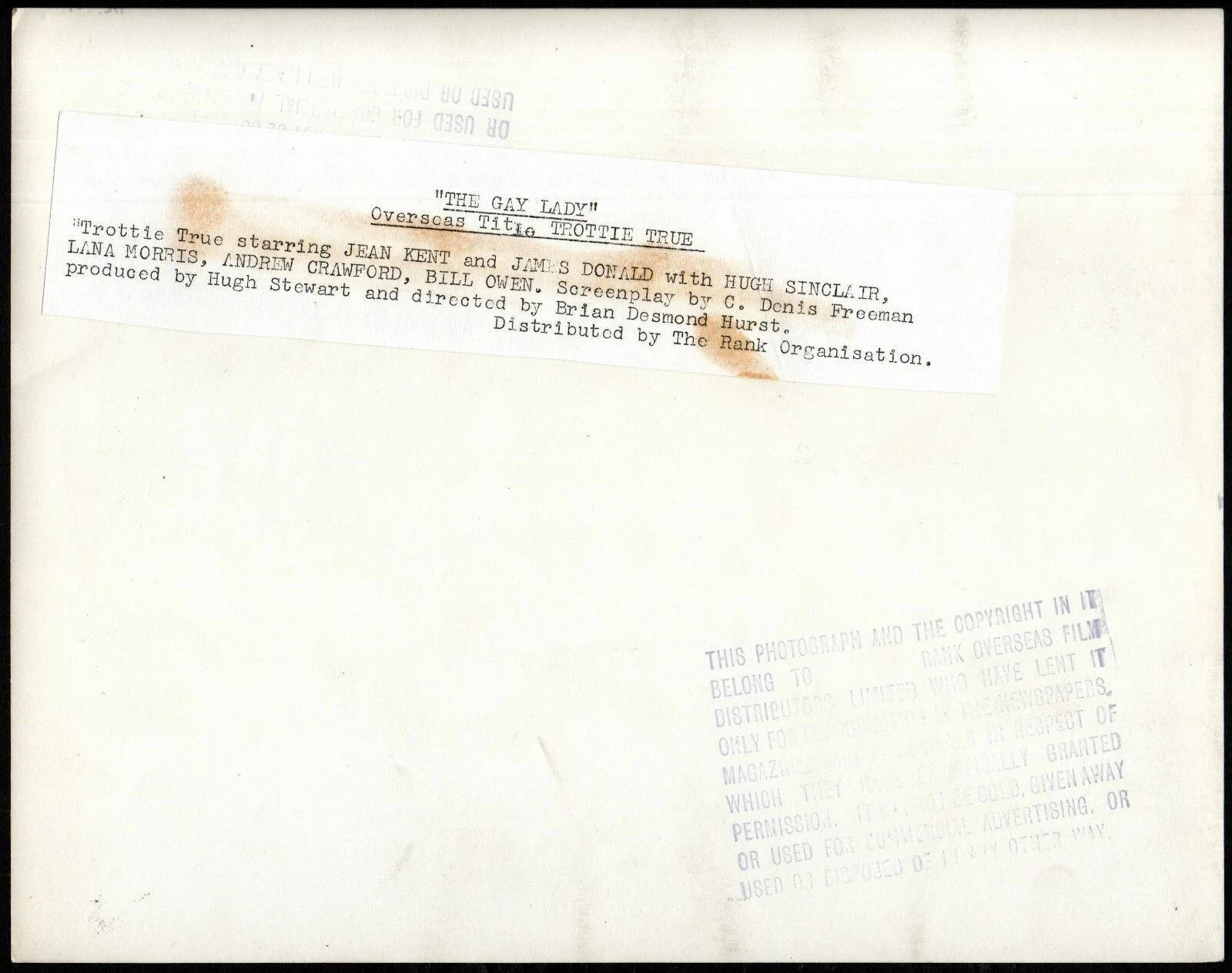TROTTIE TRUE 1949 JEAN KENT Brian Desmond Hurst PORTRAIT #P106, image 2