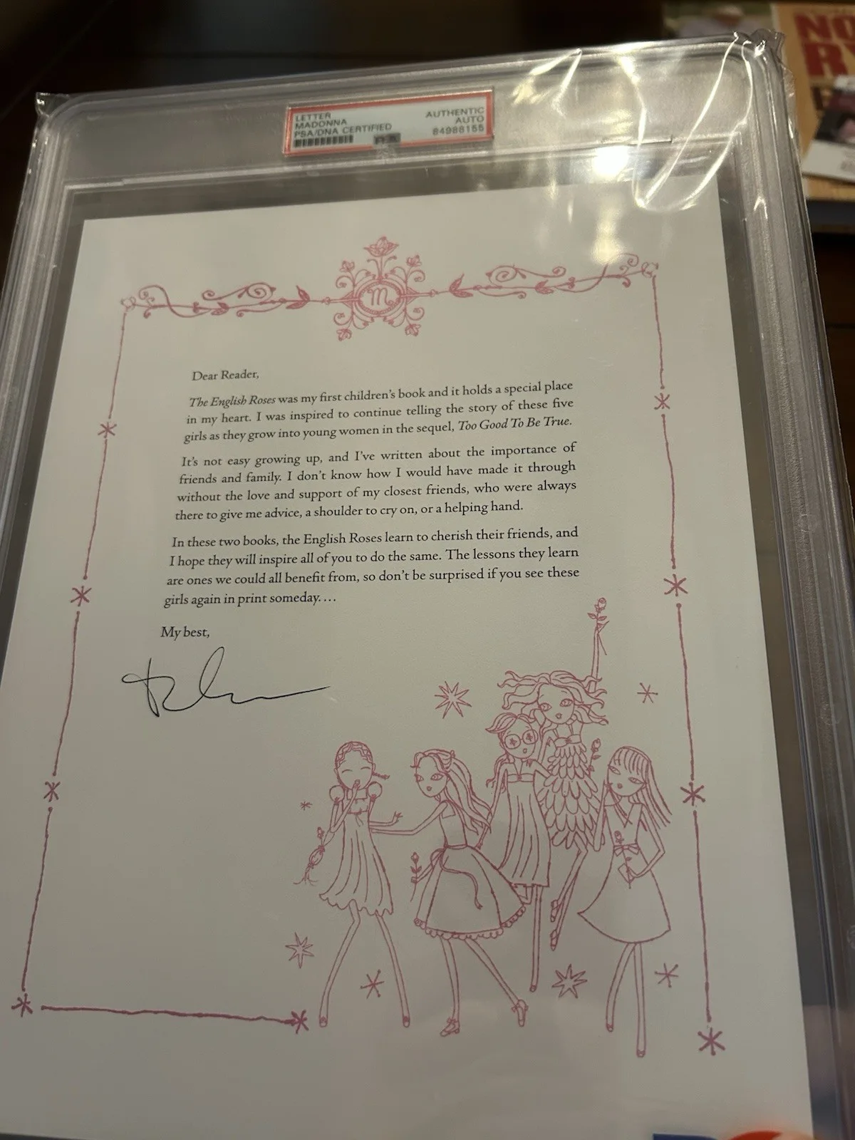 Madonna Signed Autographed The English Roses Book Letter PSA/DNA Encapsulated, изображение 3