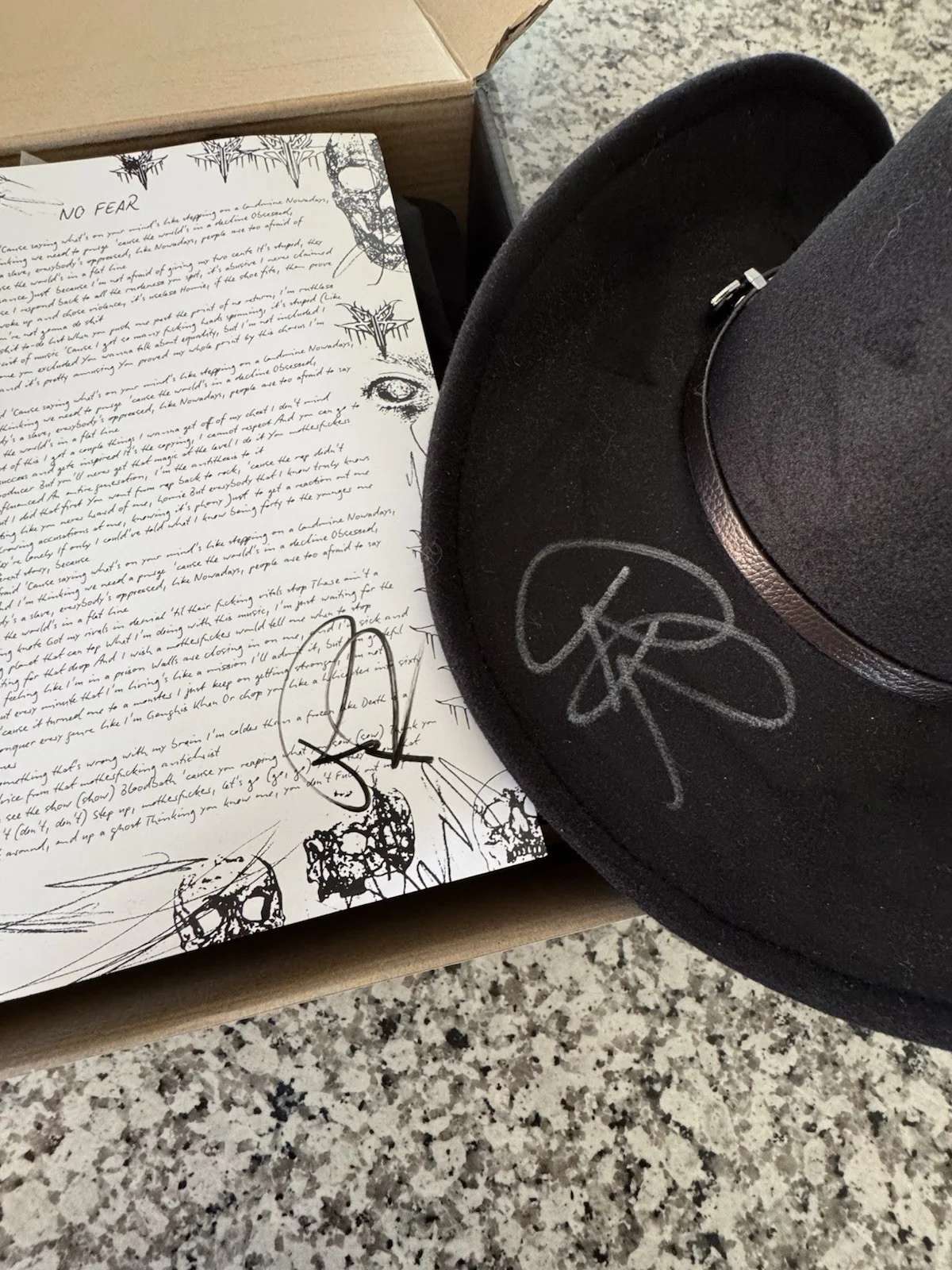 Falling In Reverse Ronnie Radke Signed Merch LOT Hat 3 2XL T-Shirts Lyric Sheet, image 2