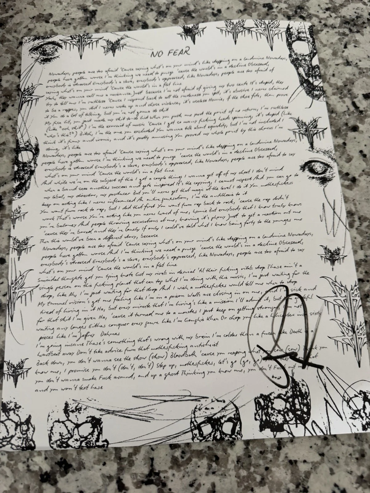 Falling In Reverse Ronnie Radke Signed Merch LOT Hat 3 2XL T-Shirts Lyric Sheet, image 5