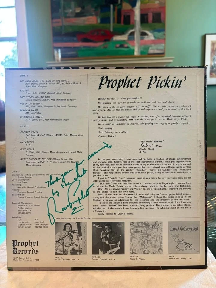 Vintage Signed Ronnie Prophet Record, Prophet Pickin', image 2