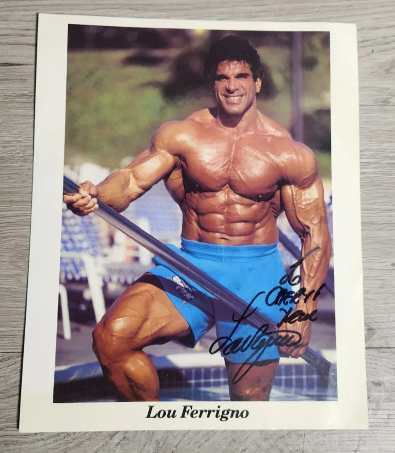 LOU FERRIGNO — LOU FERRIGNO AUTOGRAPH VINTAGE 8X10 PHOTO BODYBUILDER INCREDIBLE HULK, image 2