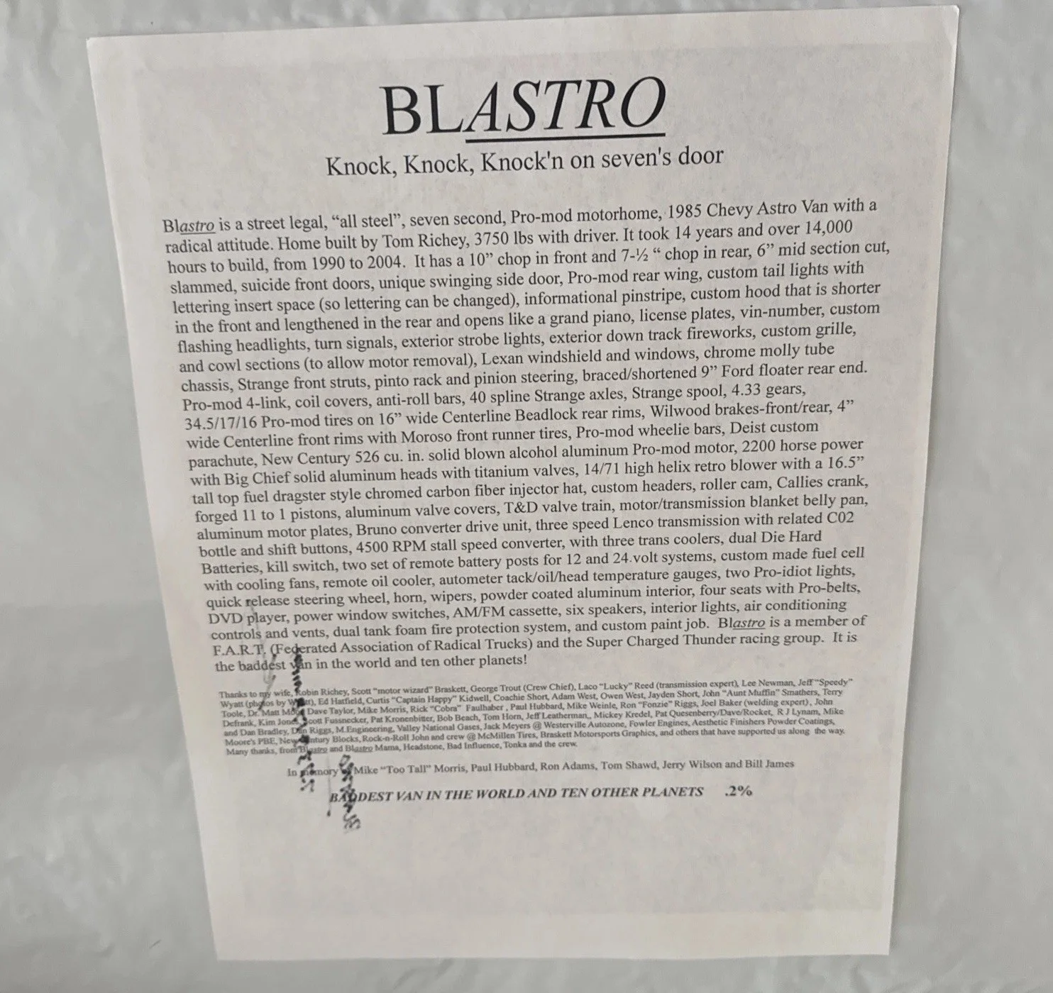 Blastro Autographed Black And White Photo, image 4