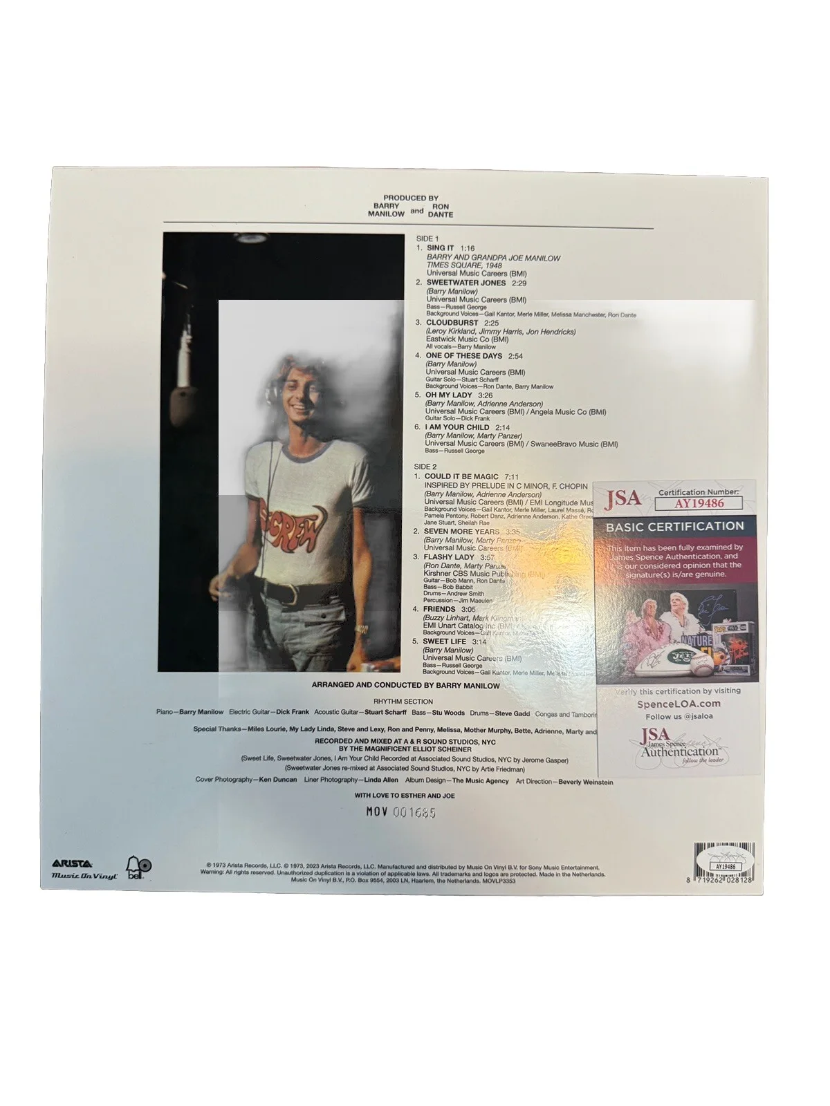 Barry Manilow signed autographed Vinyl Record LP JSA/COA, image 2
